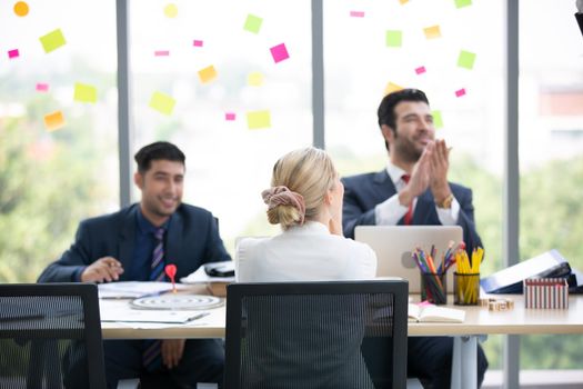 Multiethnic diverse group of business coworkers in team meeting discussion