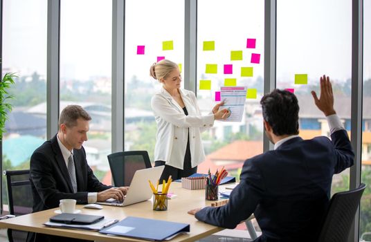 Multiethnic diverse group of business coworkers in team meeting discussion