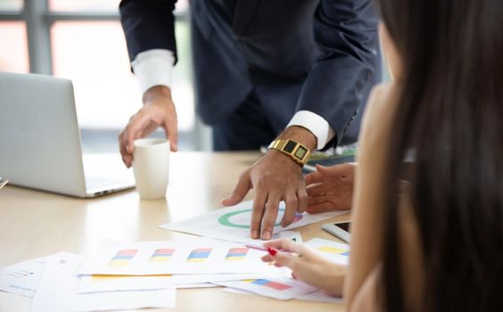 Multiethnic diverse group of business coworkers in team meeting discussion