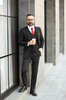 Bearded hipster businessman or Businessman hipster with stylish beard portraits.