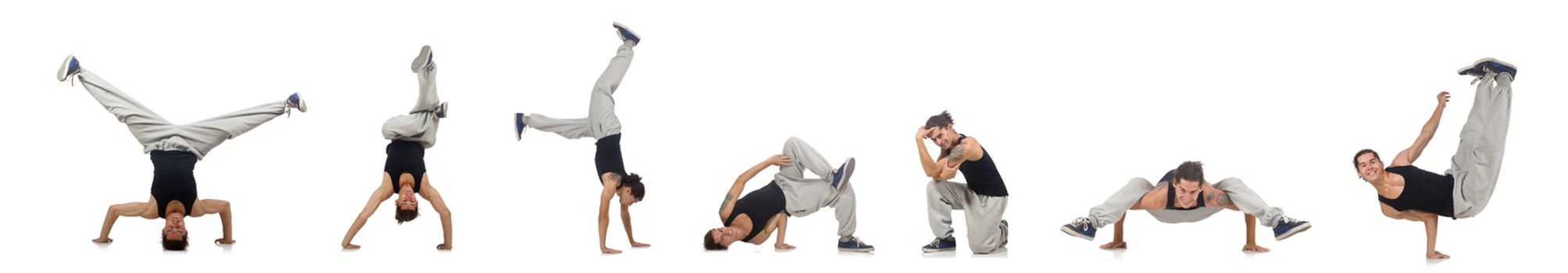 Man dancing isolated on the white