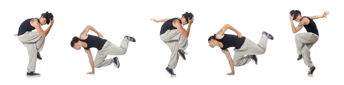 Man dancing isolated on the white