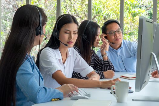 Call center team at the office