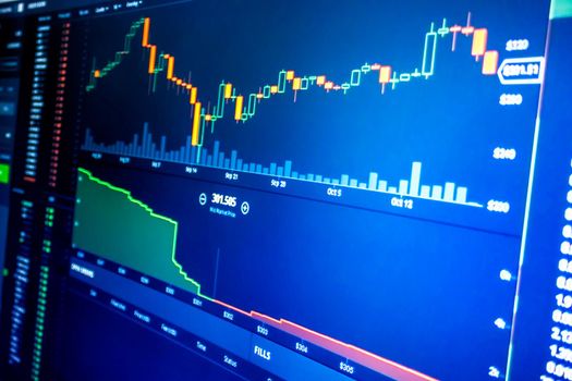 Stockmarket diagram and grah on displayscreen