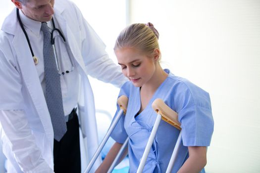 Doctor check up and discuss with patient in clinic or doctor talk with women patient in hospital