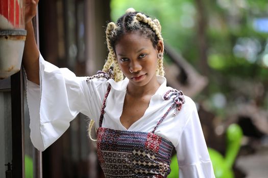 Outdoor Portrait Of African American Young Woman