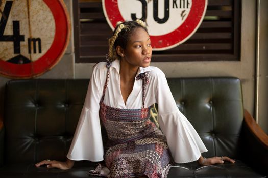 Outdoor Portrait Of African American Young Woman