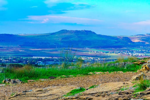 View of the Horns of Hattin mountain from Mount Arbel, Northern Israel