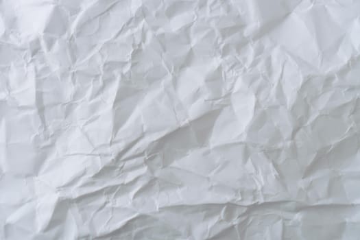 Top view of blank space white crumpled paper texture background.   