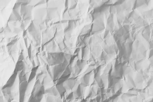 Top view of blank space white crumpled paper texture background.   