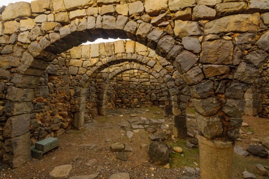 View of an ancient house with arches (dated 14-15th century) in Chorazin (Korazim) National Park, Northern Israel