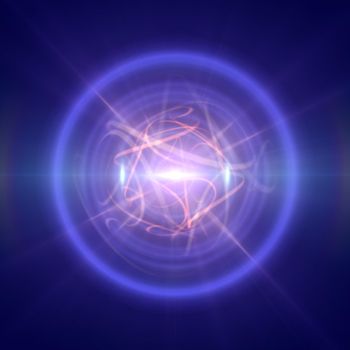 Highly magnetized rotating neutron star, abstract illustration