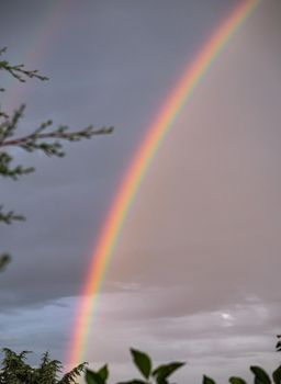 rainbow on the clouds sky, colorful rainbow