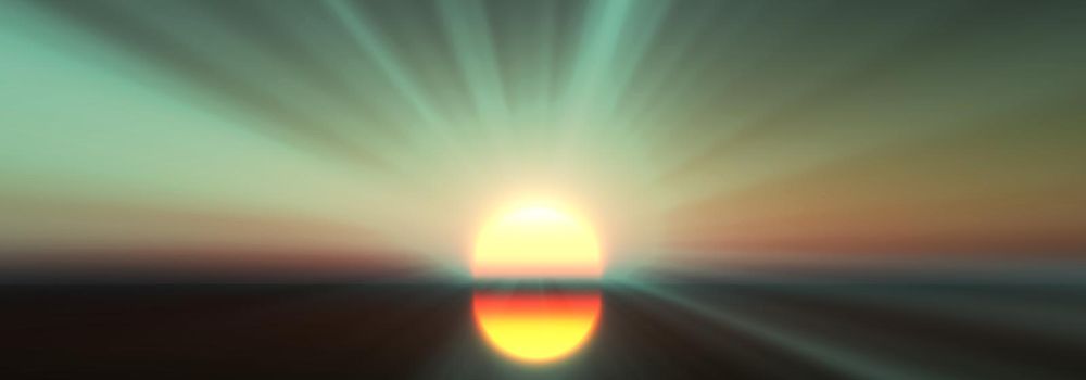 sunset calmly sea sun ray 3d render illustration