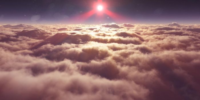 dream fly above clouds ray light, 3d rendering illustration