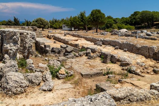 Remains of the Acropolis of Rhodes City on the mountain Mount Smith on Greek island Rhodes