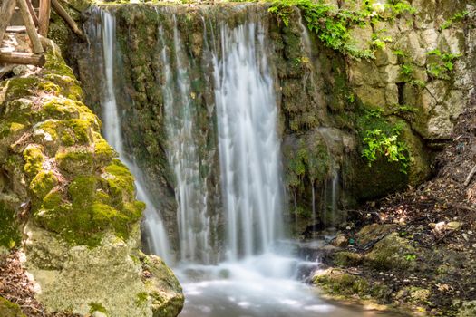 Waterfall in the valley of butterflies (Petaloudes) on Greek island Rhodes 