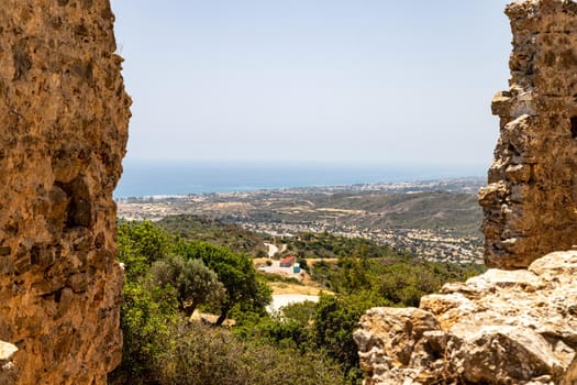 Scenic view at landscape from the castle Asklipio on Rhodes island, Greece