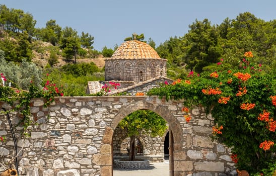 Entrance of Moni Thari monastery on Rhodes island