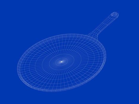 3D wire-frame model of frying pan for pancakes