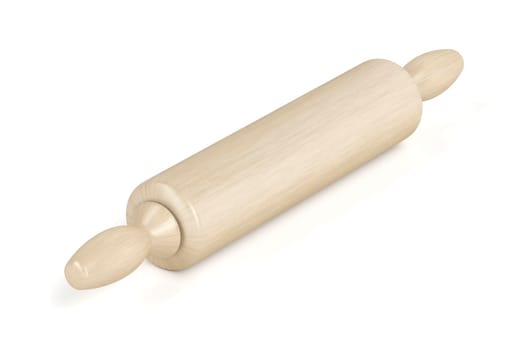 Wooden rolling pin on white background