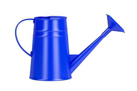 Blue watering can, isolated on white background