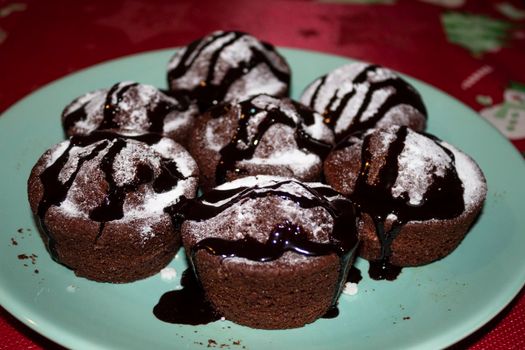 Black cake with chocolate icing
