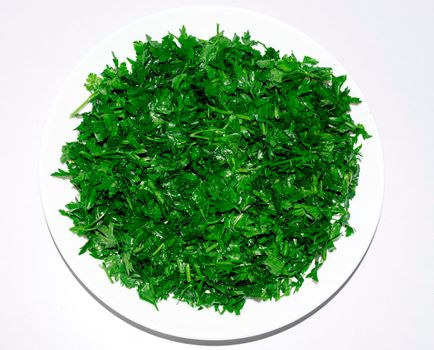 Finely chopped parsley on a plate