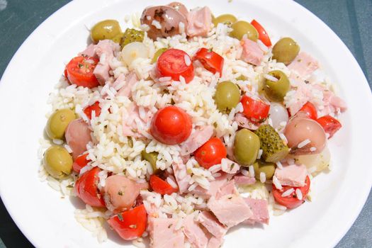 Italian food for Mediterranean healthy diet rice salad