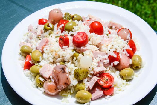 Italian food for Mediterranean healthy diet rice salad