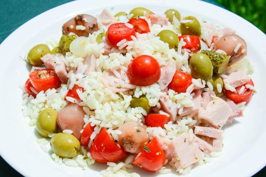 Italian food for Mediterranean healthy diet rice salad