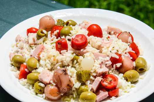 Italian food for Mediterranean healthy diet rice salad