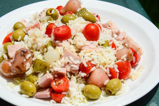 Italian food for Mediterranean healthy diet rice salad