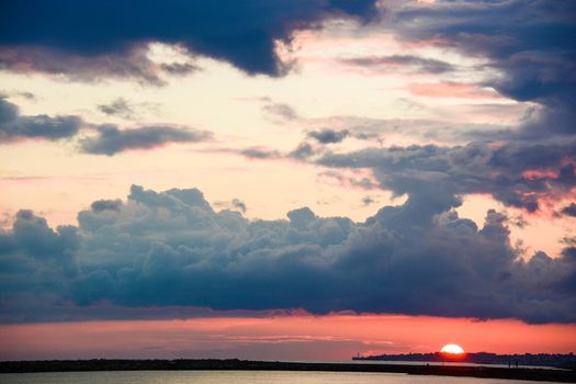 background sunset on the sea in Italy