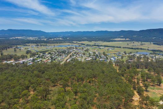 Aerial photograph of the township of Millfield in the Hunter region in New South Wales in Australia