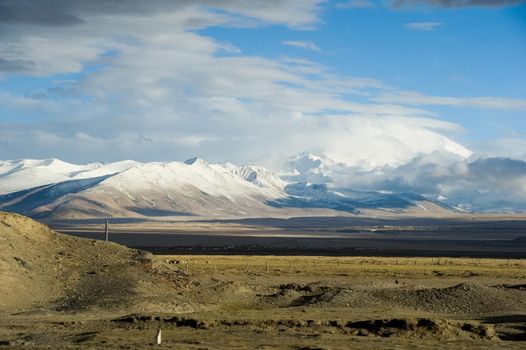 Mountains of the Himalayas, young beautiful high mountains of Tibet.