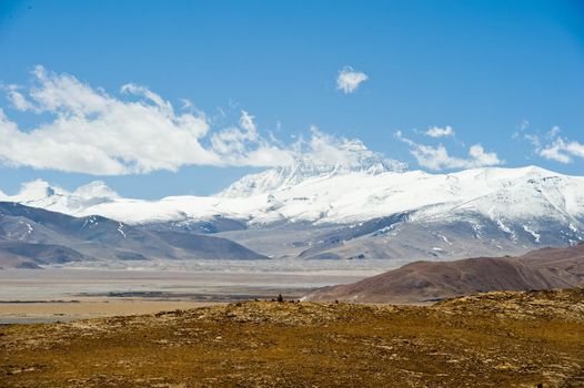 Mountains of the Himalayas, young beautiful high mountains of Tibet.