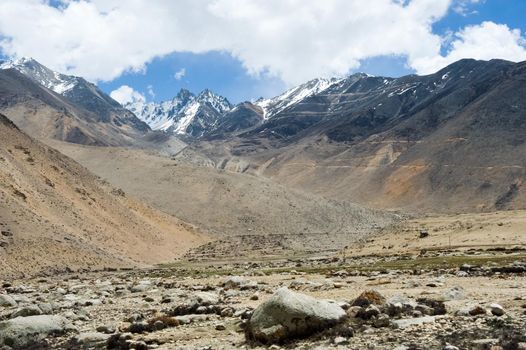 Mountains of the Himalayas, young beautiful high mountains of Tibet.