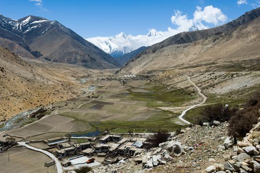 Mountains of the Himalayas, young beautiful high mountains of Tibet.