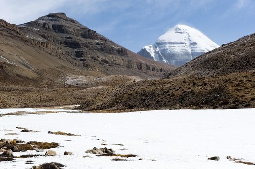 Sacred Mount Kailas in Tibet. The Himalayas mountains.