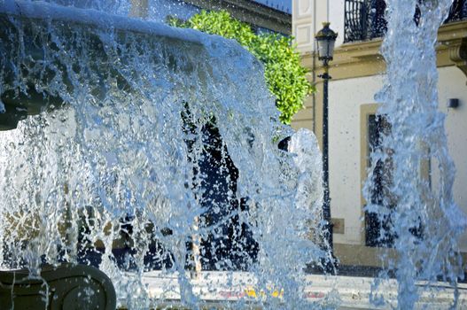 Fontain and water splashes, summer time, close up