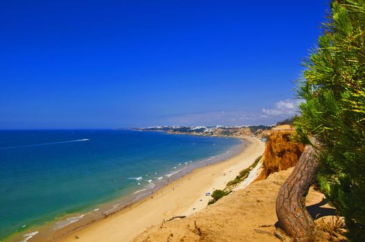 View of the ocean from the mountain, summer, Albufeira, Portugal
