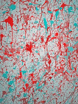 Blue, red, pink and grey painted abstract background