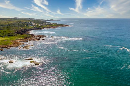 The coastline and Tasman Sea viewed from Birubi Point near Port Stephens in regional New South Wales in Australia