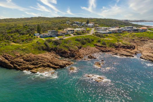 The coastline and Tasman Sea viewed from Birubi Point near Port Stephens in regional New South Wales in Australia