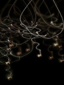 Abstract light spirals on the black background