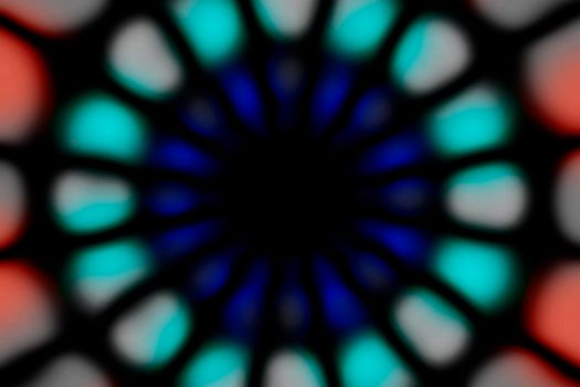 Deep blue, blue, red, grey and black radial circle pattern