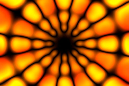 Orange, yellow and black radial circle pattern