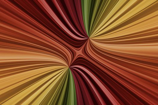 Red, orange, yellow, green curved lines, abstract background with perspective effect