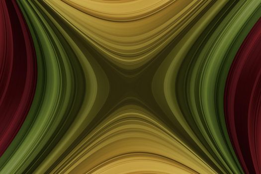 Red, yellow, green curved lines, abstract background with diamond seamless pattern